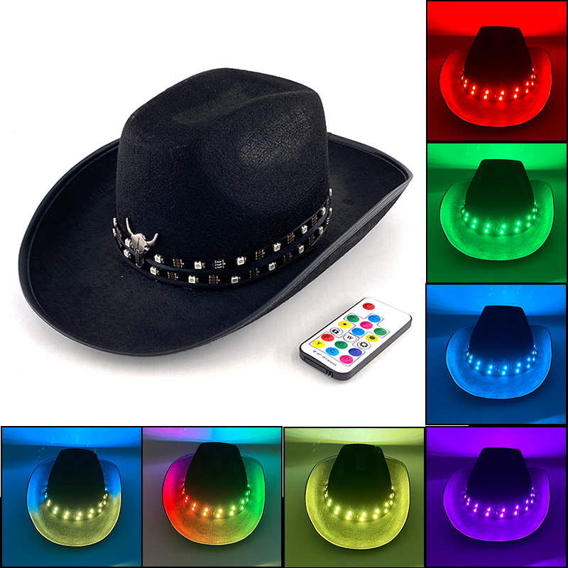 Men'S Formal Wear For Graduation - Remote Control LED Cowboy Hat for