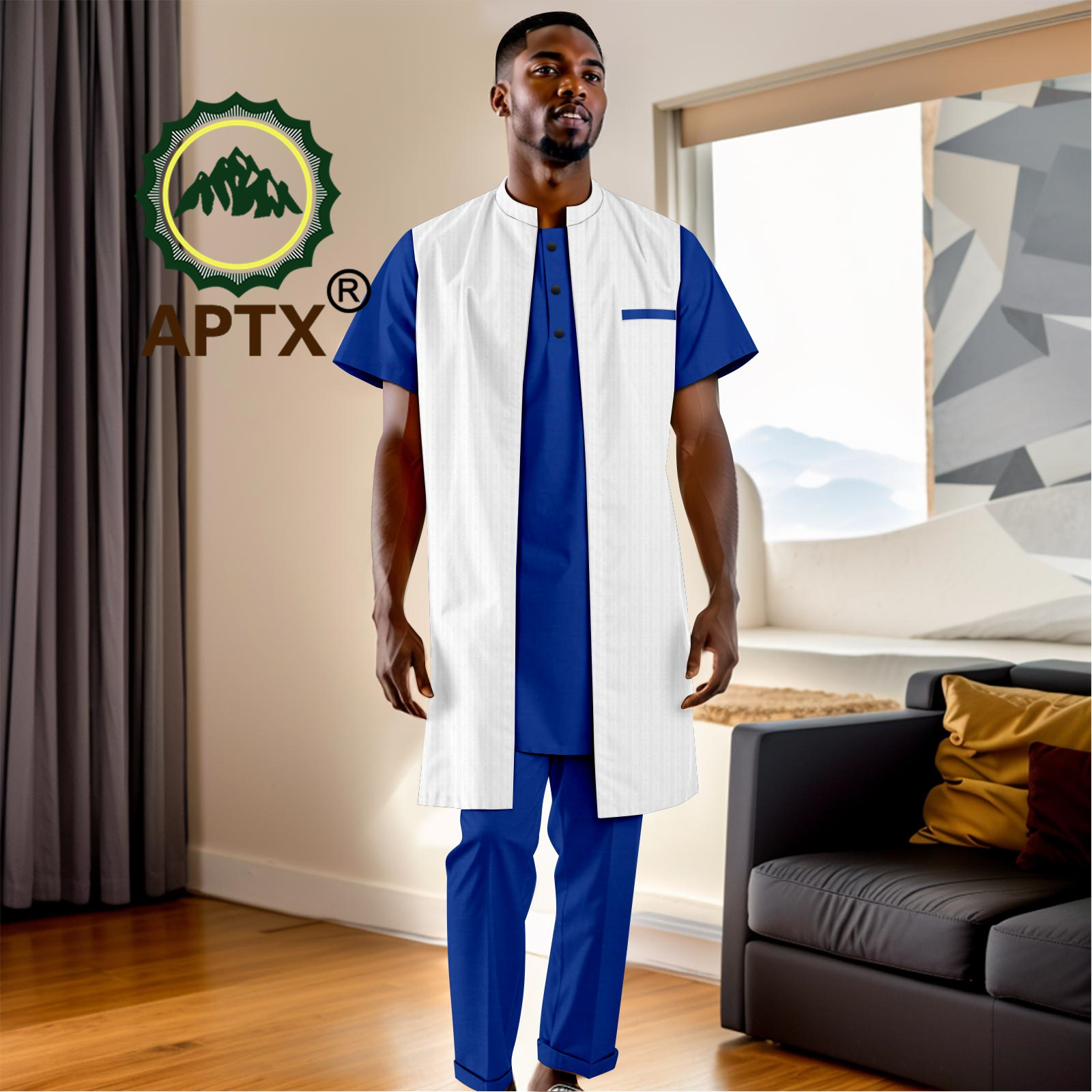 Men Formal Party Wear Shirt - African Clothes for Men Traditional Suit