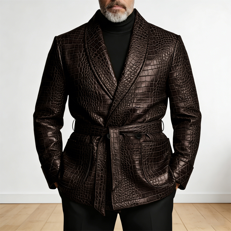 Men'S Formal Wear Belt - ﻿ Men's Crocodile Pattern Leather Blazer
