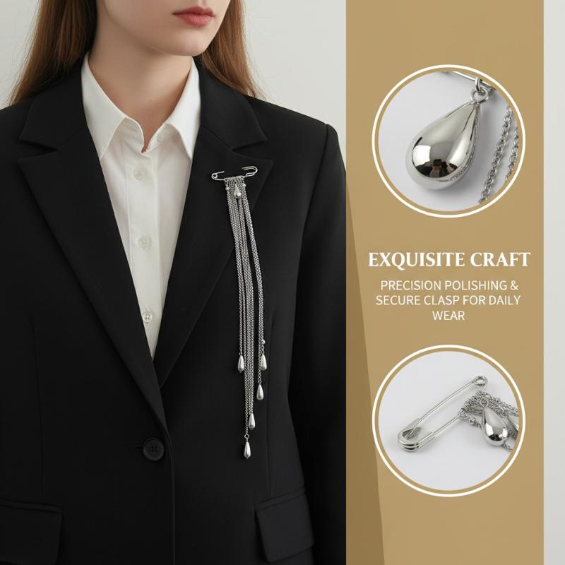 Mens Formal Look - Elegant Water Droplet-tassel Brooch for Men