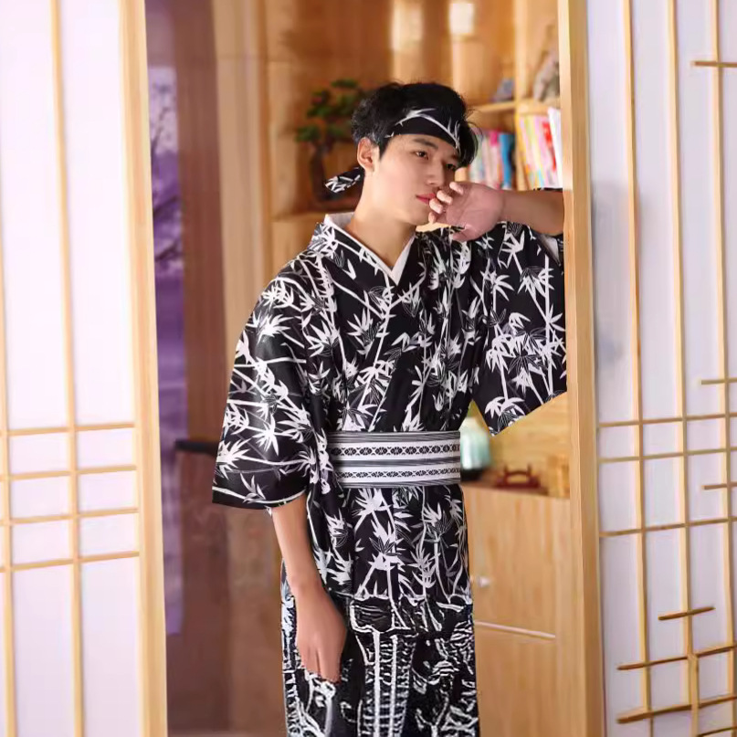 Men Formal Wear Photoshoot - Men's Japanese Bamboo-Pattern Kimono – Wrinkle-Resistant