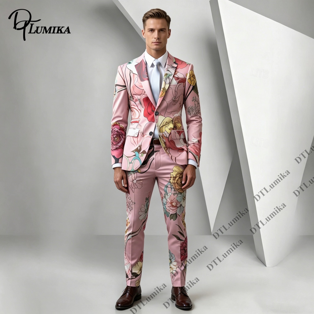 DTLumika Pink Base Floral Prin - Men Formal Wear Photoshoot 评论和价格