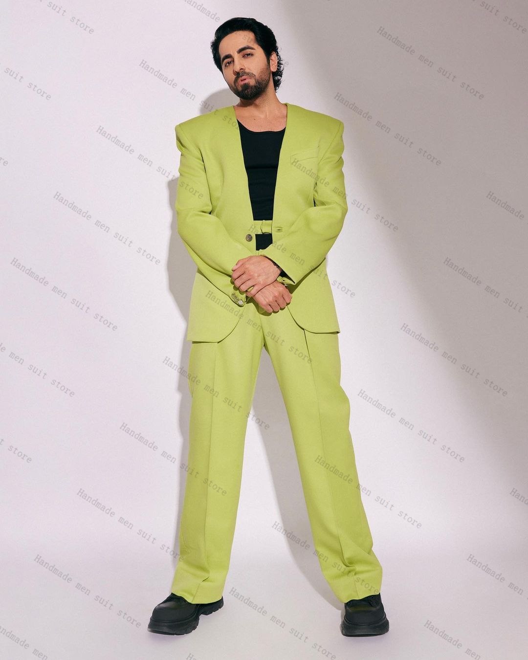 Fashion Green Men Suit Set 2 P - Men'S Formal Wear Belt 评论和价格