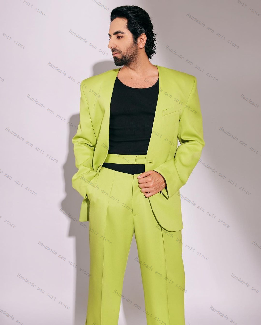Fashion Green Men Suit Set 2 P - Men'S Formal Wear Belt 评论和价格