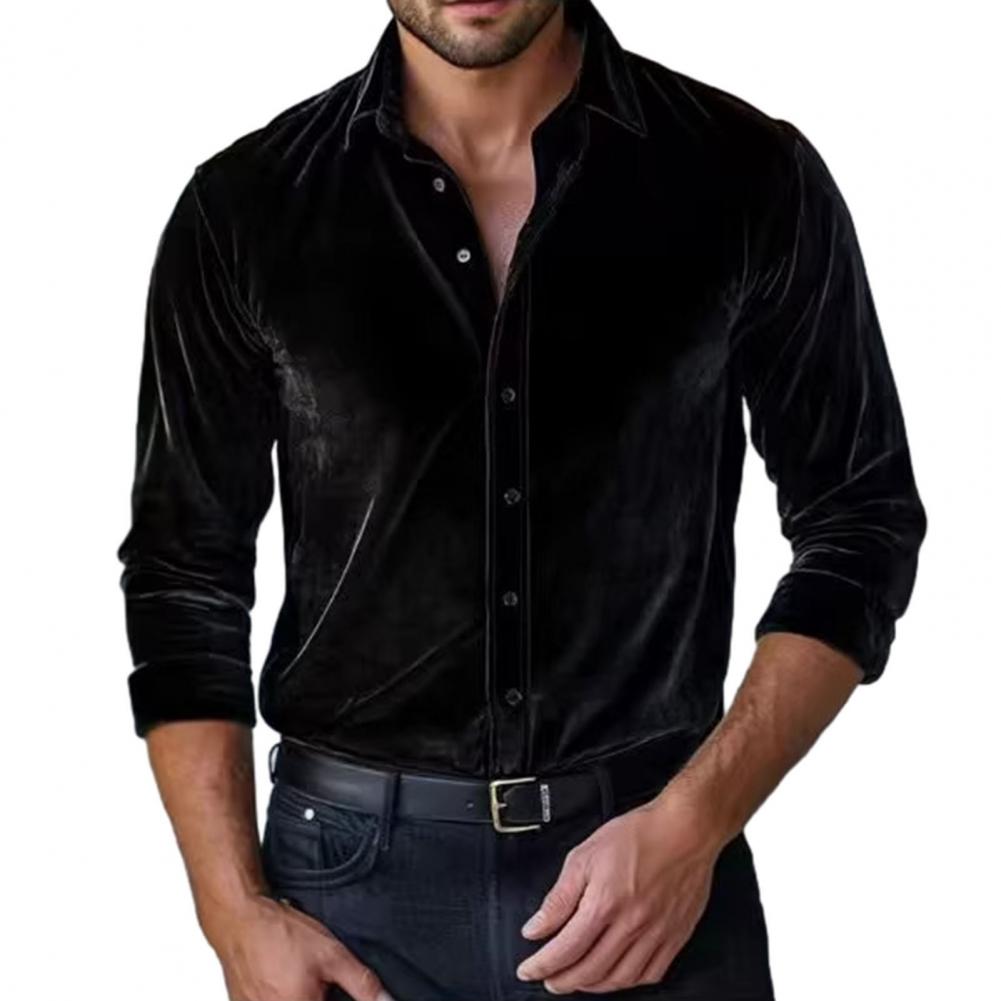 Men Velvet Shirt Men's Velvet  - Men Formal Party Wear Shirt 评论和价格