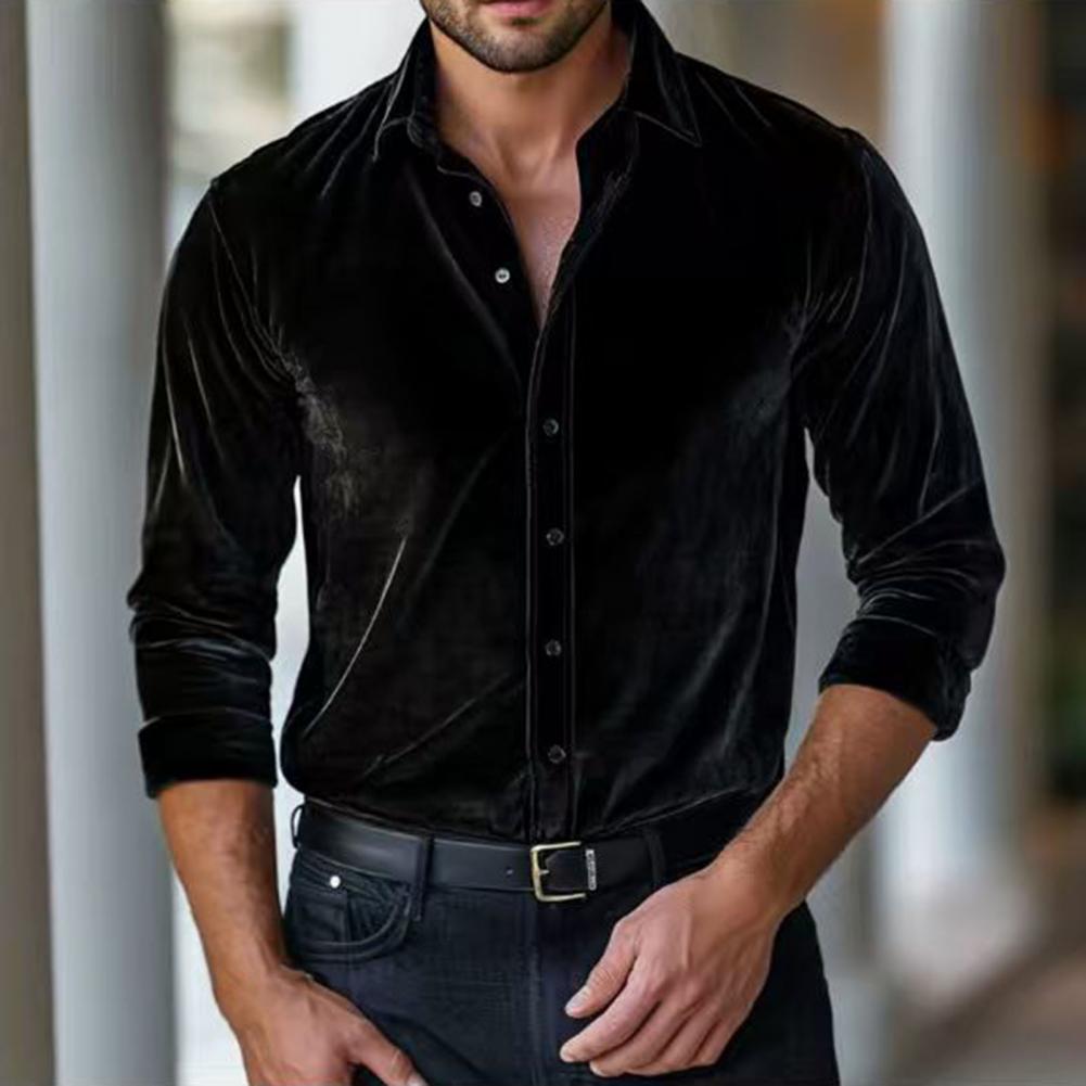 Men Velvet Shirt Men's Velvet  - Men Formal Party Wear Shirt 评论和价格