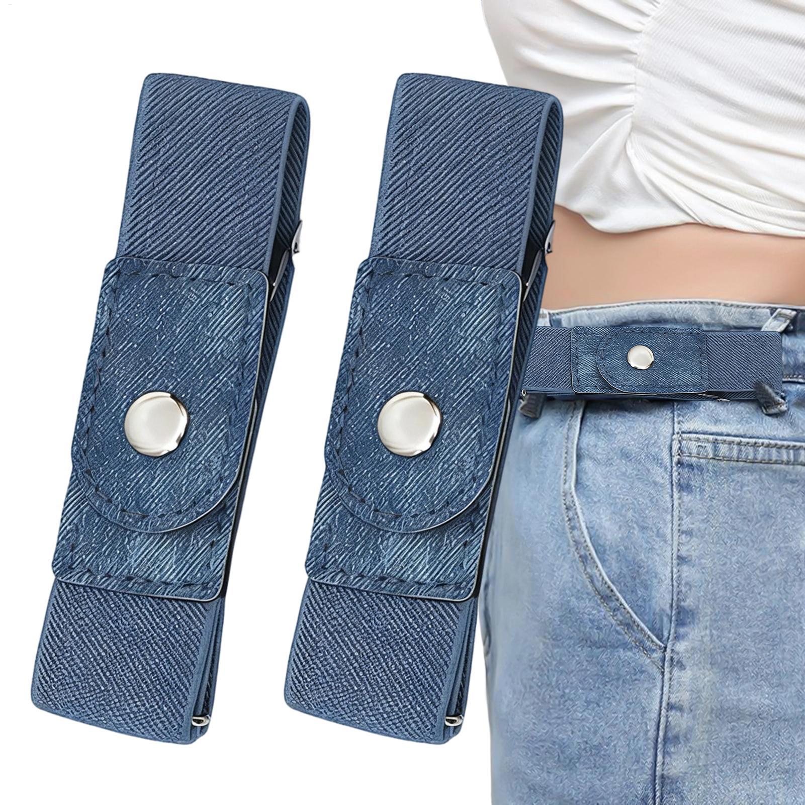 1 Pair No Buckle Belt Women El - Men'S Formal Wear Belt 评论和价格