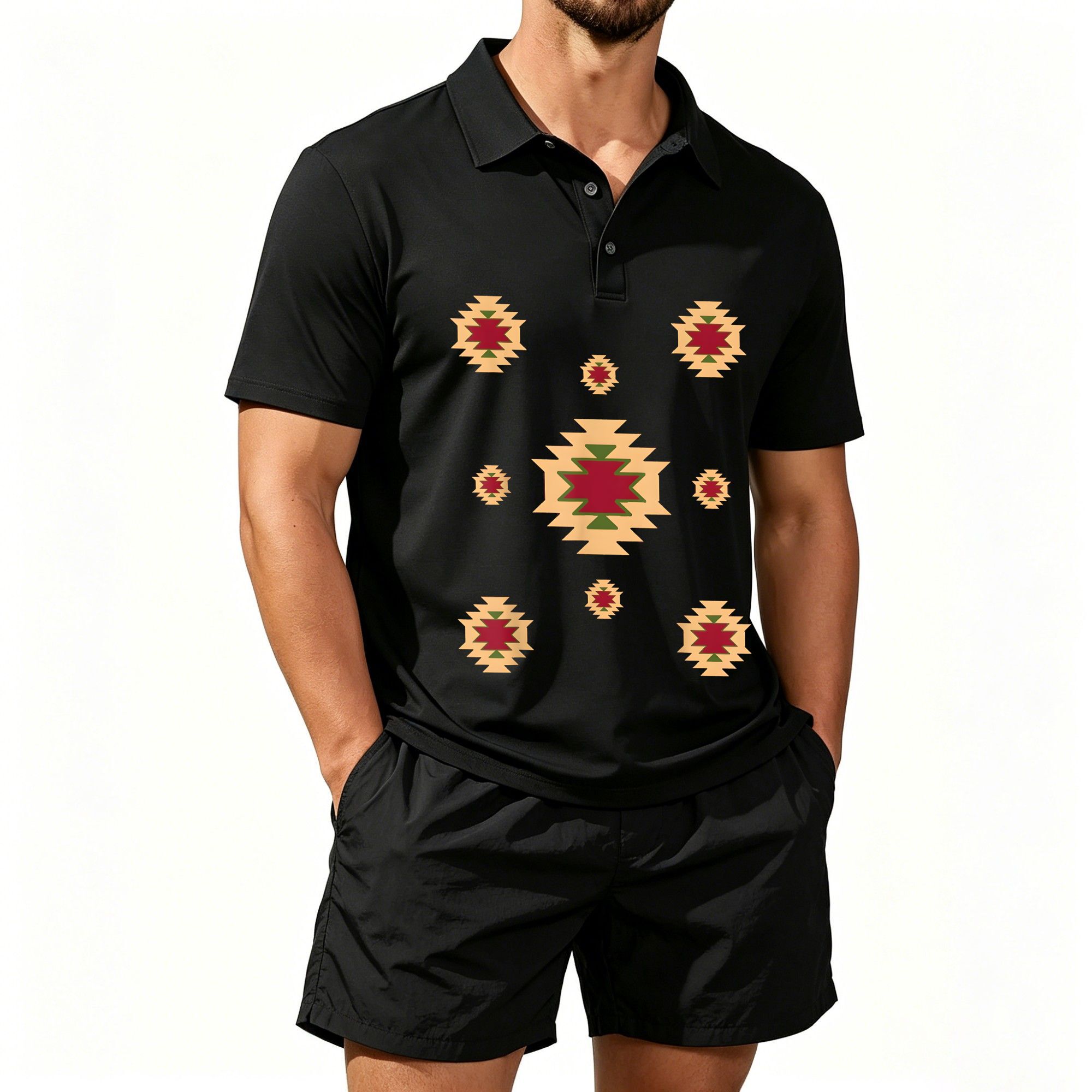 Men's Short-Sleeved Polo Shirt - Men'S Ethnic & Formal Designer Wear Studio S 评论和价格