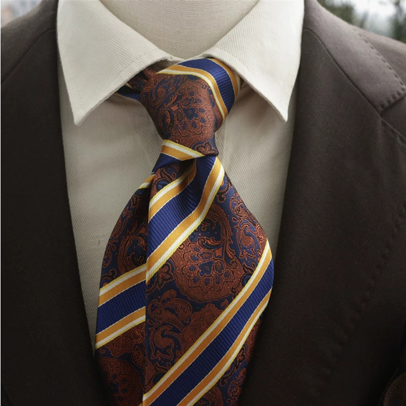 New Trendy Navy Brown Neckties - Men Formal Party Wear Shirt 评论和价格