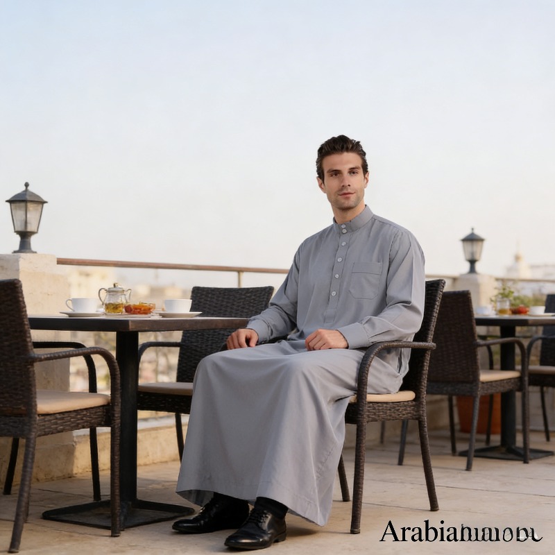 Qatar Stand Collar Mens Thobe  - Mens Formal Look 评论和价格