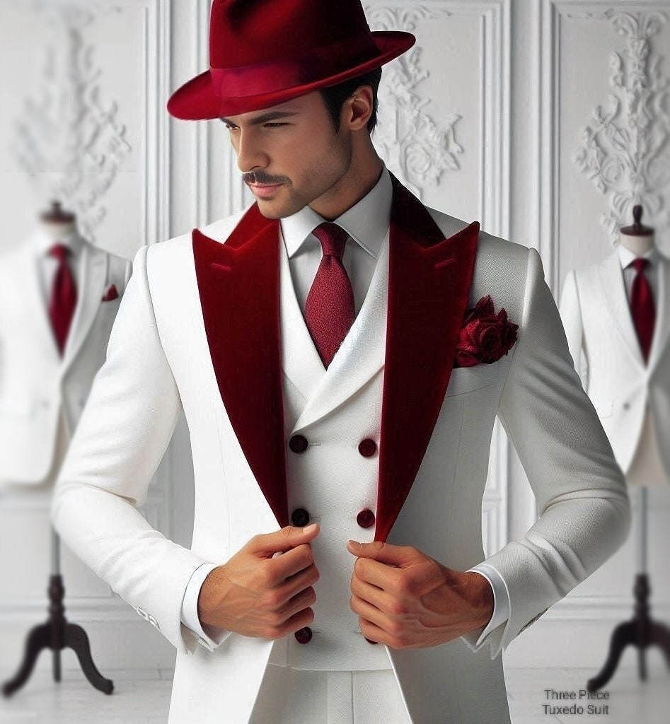 Formal Man Tuxedos Velvet 3 Pc - Men'S Formal Wear For Graduation 评论和价格