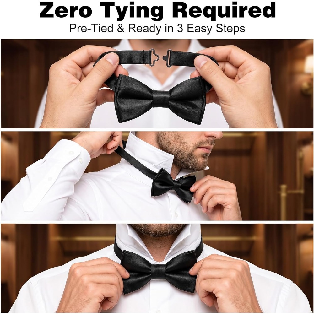 2-Piece Black Bow Ties, Pre-Ti - Mens Formal 评论和价格