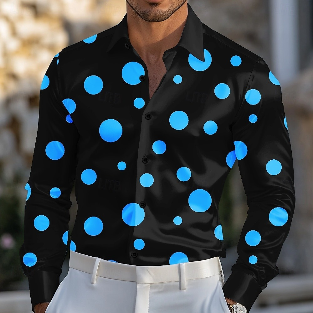 Men's Geometric Polka Dot Shir - Men Formal Party Wear Shirt 评论和价格