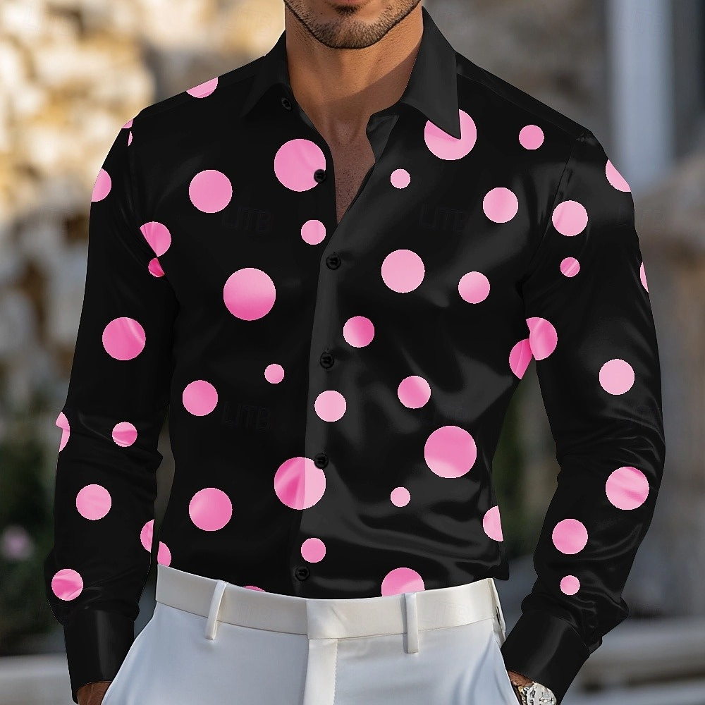 Men's Geometric Polka Dot Shir - Men Formal Party Wear Shirt 评论和价格
