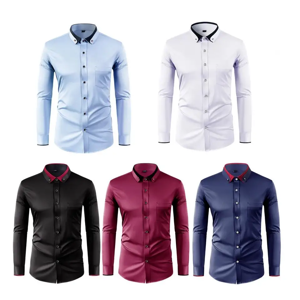 New Men's Fashion Pure Shirt C - Men Formal Party Wear Shirt 评论和价格