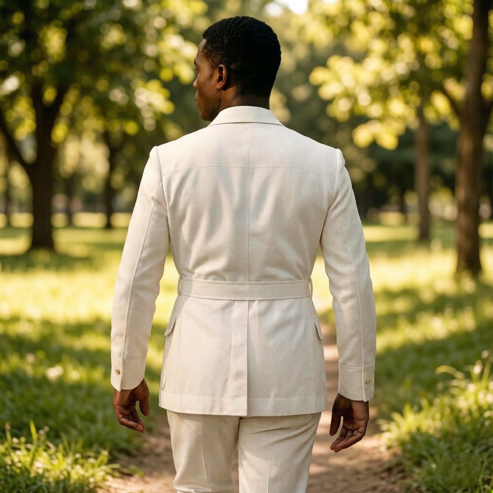 Mens Off White Linen Safari Su - Men'S Formal Wear Belt 评论和价格