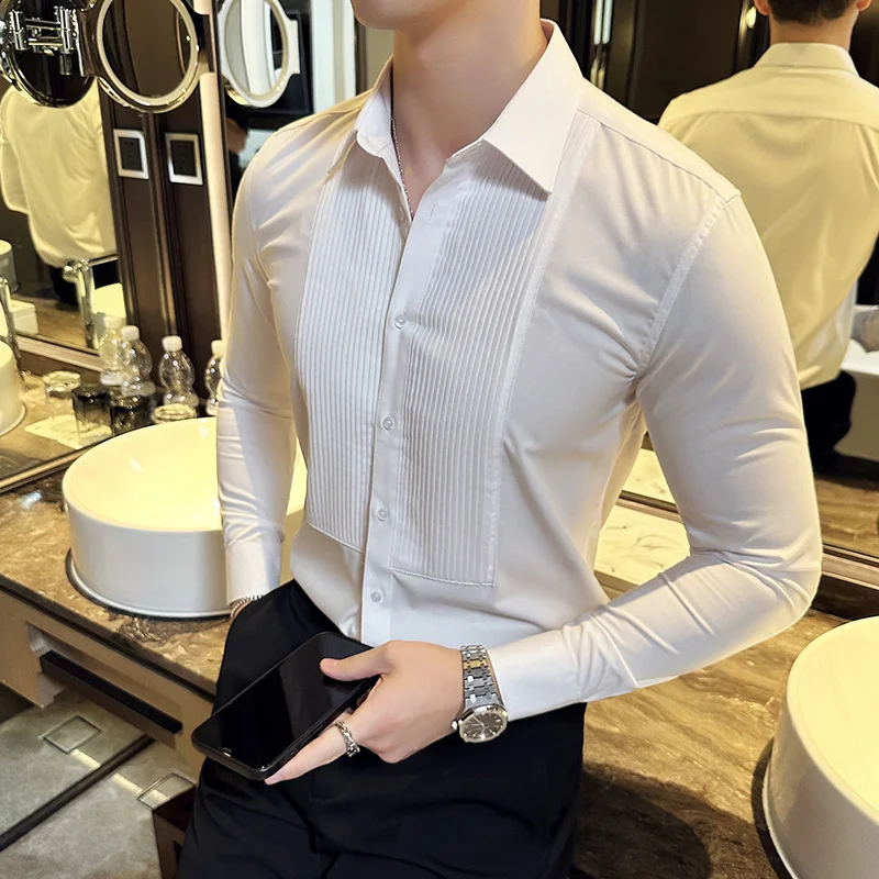 Wedding Party Wear Long Sleeve - Men Formal Party Wear Shirt 评论和价格